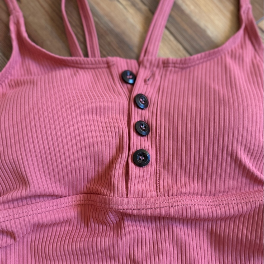 Maternity - Pink Ribbed Button-Front Bodysuit size small - Picture 3 of 9